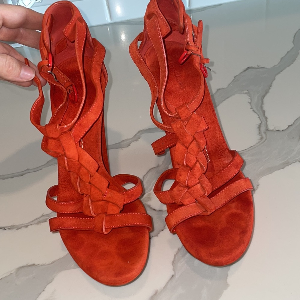 Casadei orange sueded Platform sandals size 6 - Picture 9 of 17